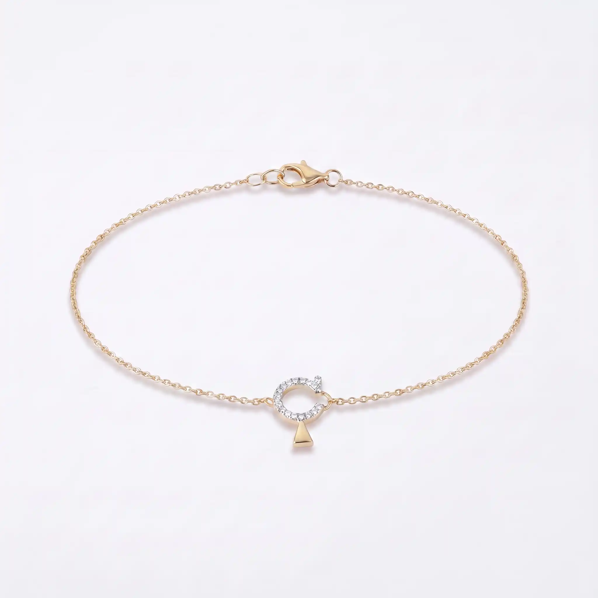 Initial 'C' Halo Bracelet