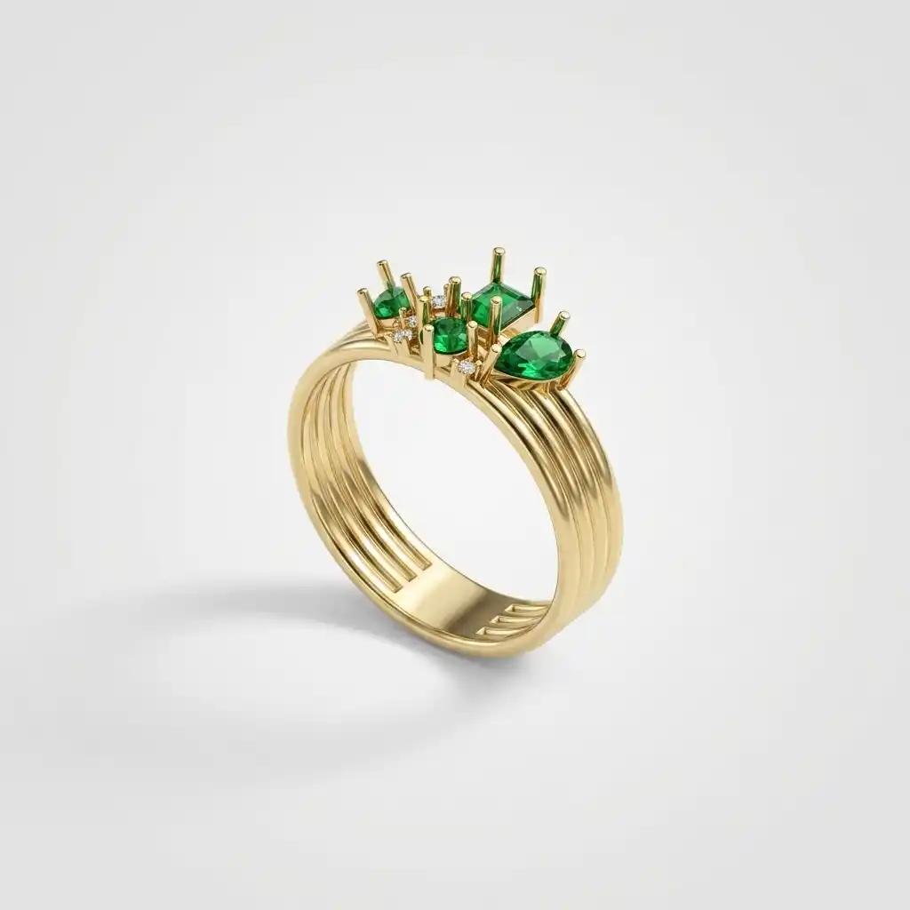 Emerald Cluster Ring
